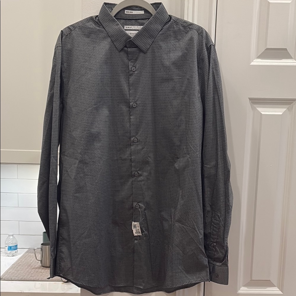Black Dress Shirt with Long Sleeves and Standard Collar